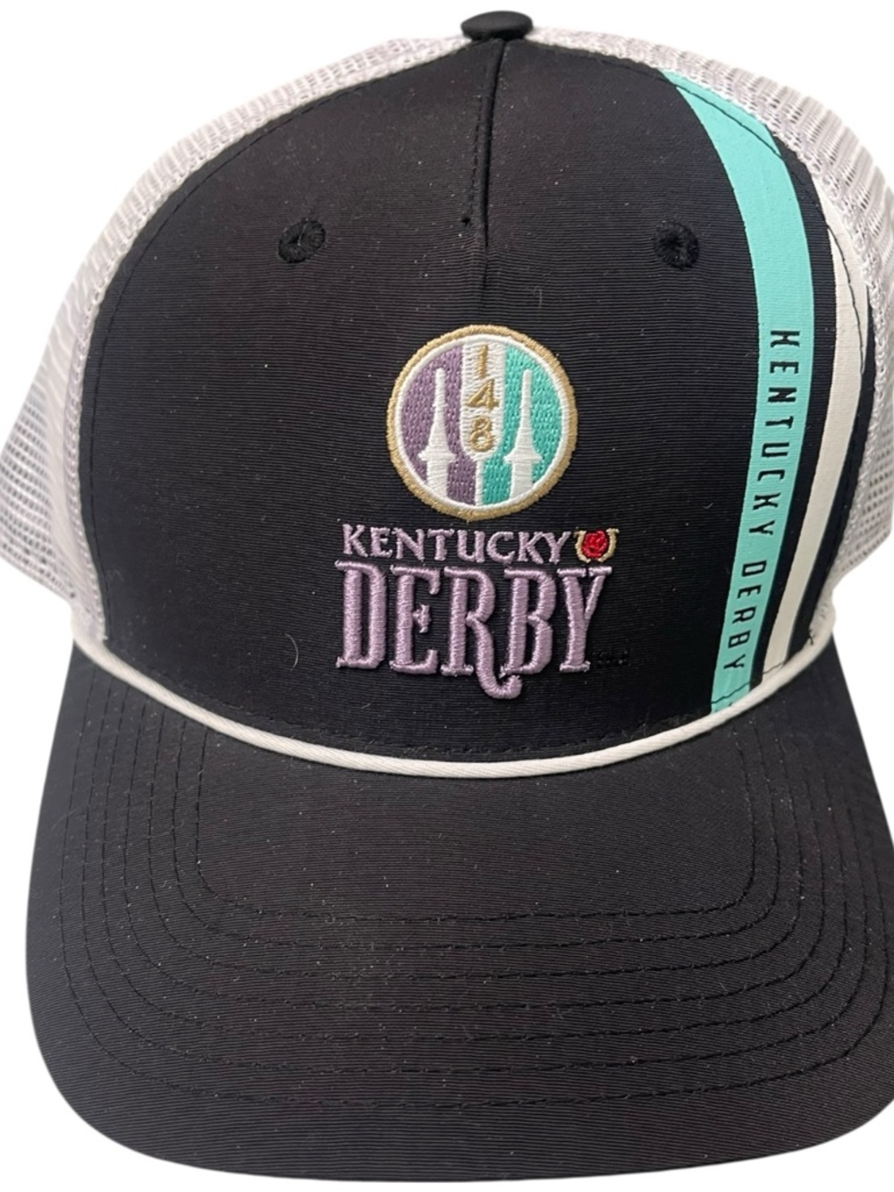 Kentucky Derby Black & Teal Trucker Hat Brand New